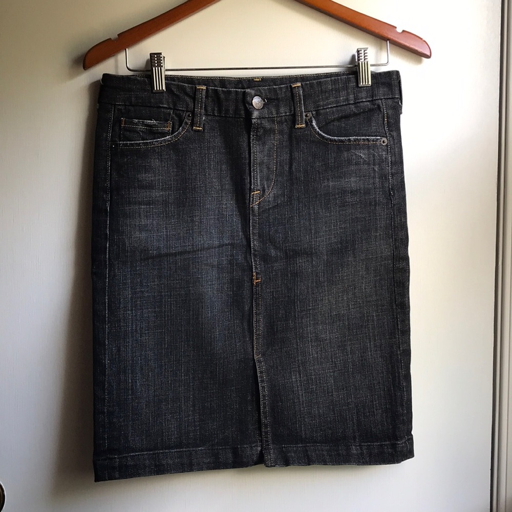 Citizens of Humanity COH Sophia Knee Length Black Denim Skirt w/ stretch sz 26/S